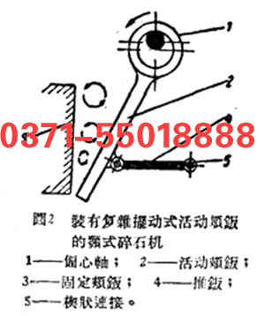 裝有復(fù)雜擺動式活動顎板的顎式破碎機(jī)